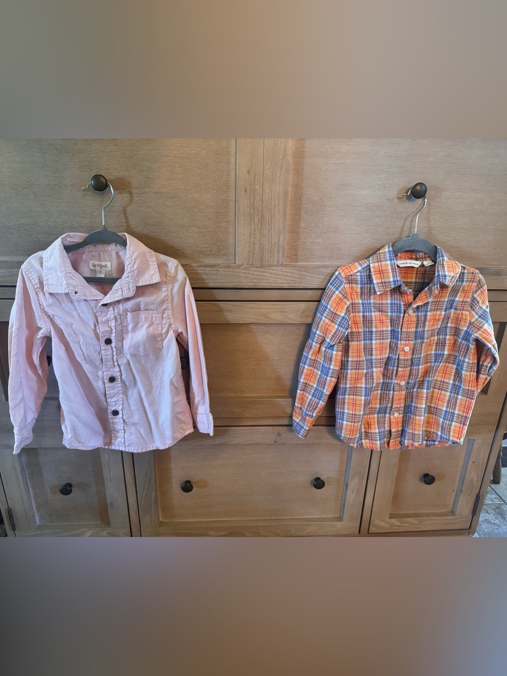 Janie and Jack Cat & Jack Pink Long-Sleeve Button-Down Shirt and Orange and Blue